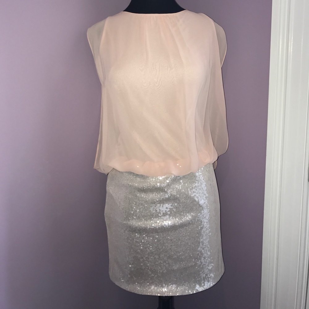 AQUA Pink and Silver Dress